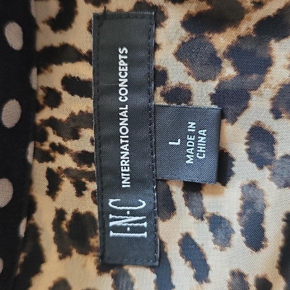 INC International Concepts Brown and Black Button Up Blouse. Size Large - Picture 7 of 10